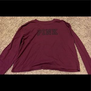 Pink- crop top long sleeve shirt